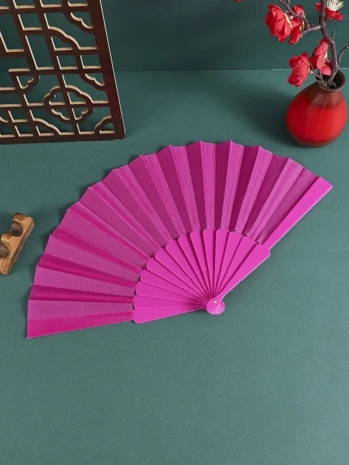 SHEIN 1pc Solid Color Fan, Pink Chinese Style Decorative Fan For Home Decor