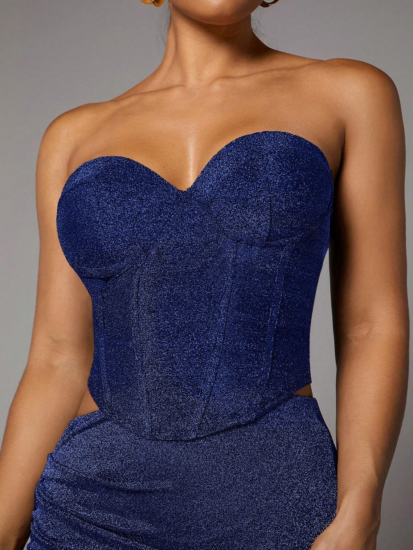 SHEIN BAE Glitter Tube Top & Split Thigh Skirt - Image 3