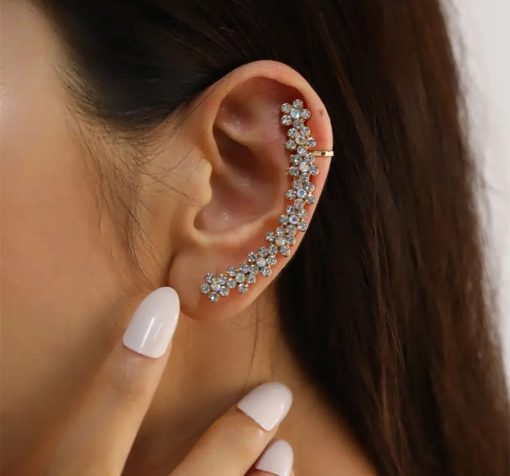 Cubic Zirconia Flower Decor Earring