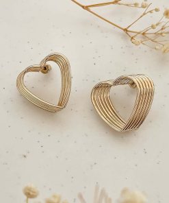 Alternative view of Layered Geometric Heart Stud Earrings