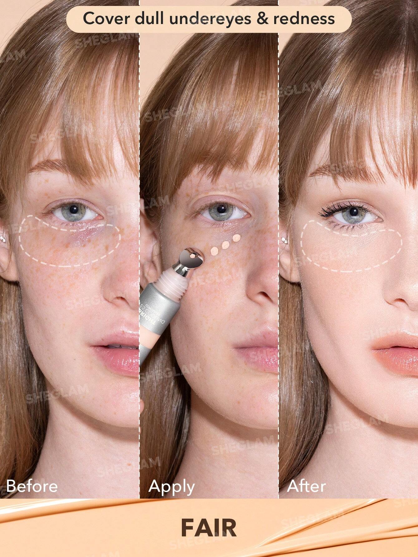 SHEGLAM Bright Eyes Cooling Concealer-Fair Cooling Metal Applicator Matte Liquid Concealer Long Lasting Coverage Brightening Color Corrector Weightless Ultra-Hydrating Concealer Black Friday Winter Concealer