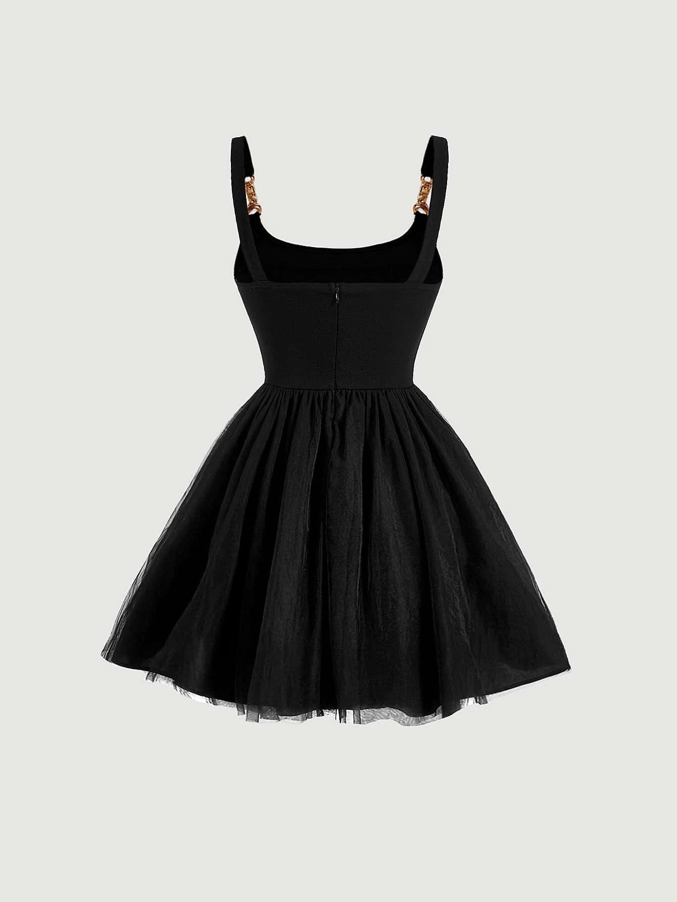 SHEIN MOD Chain Shoulder Mesh Overlay Cami Dress - Image 2