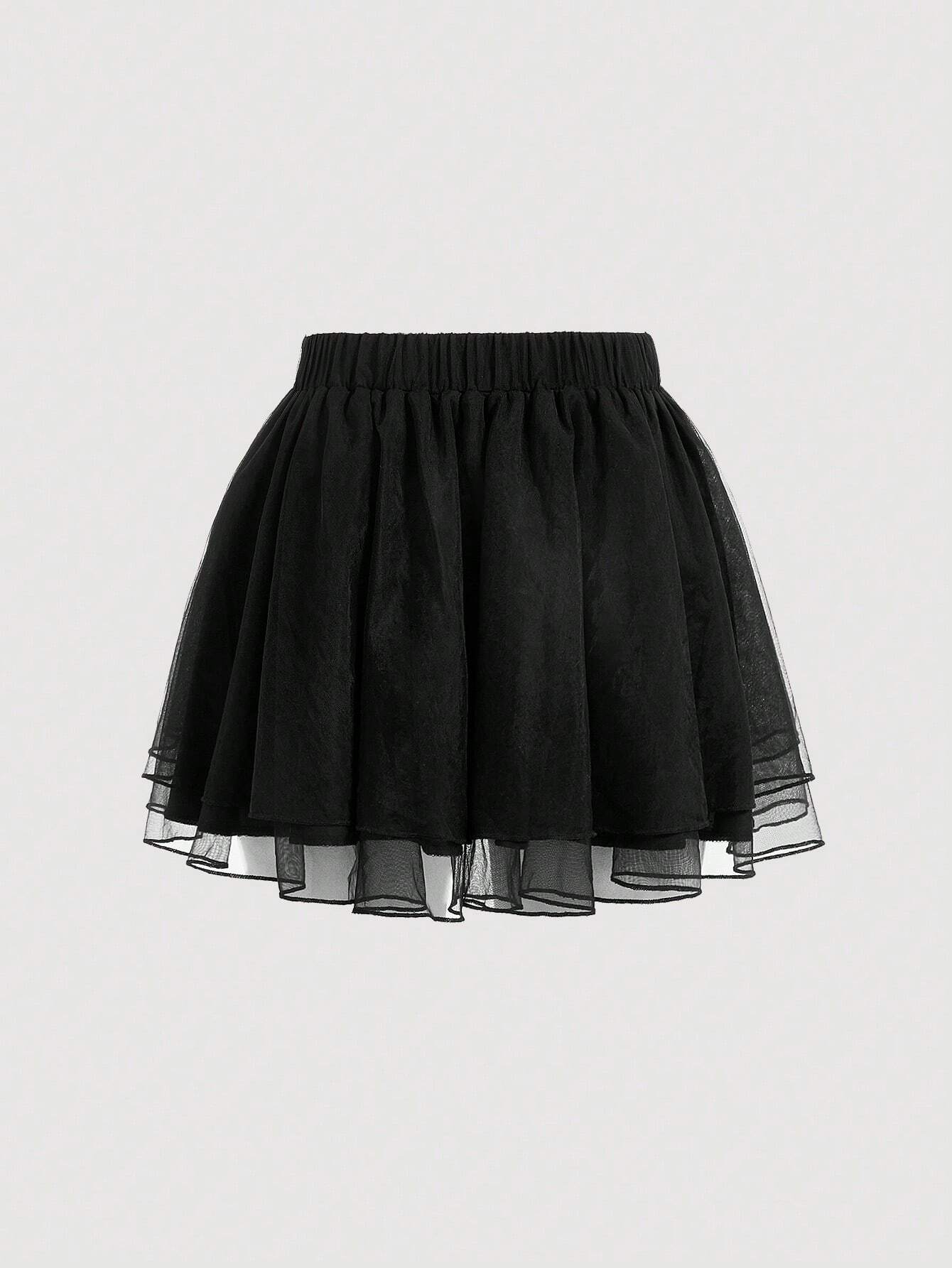 SHEIN MOD Women's Mesh Black Mini Skirt With Belt - Image 2