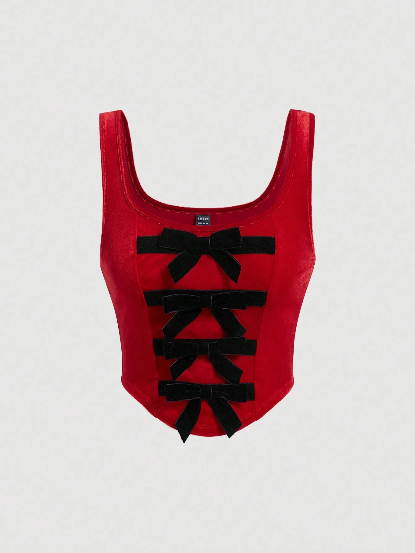 SHEIN MOD Women's Velvet Tank Top With Bowknot Decoration