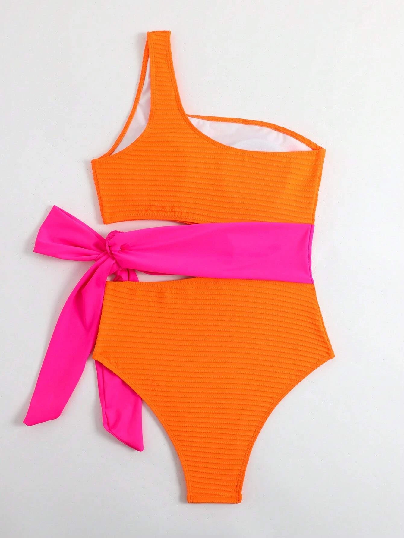 SHEIN Swim Summer Beach Color Block One Shoulder One Piece Swimsuit - Image 7