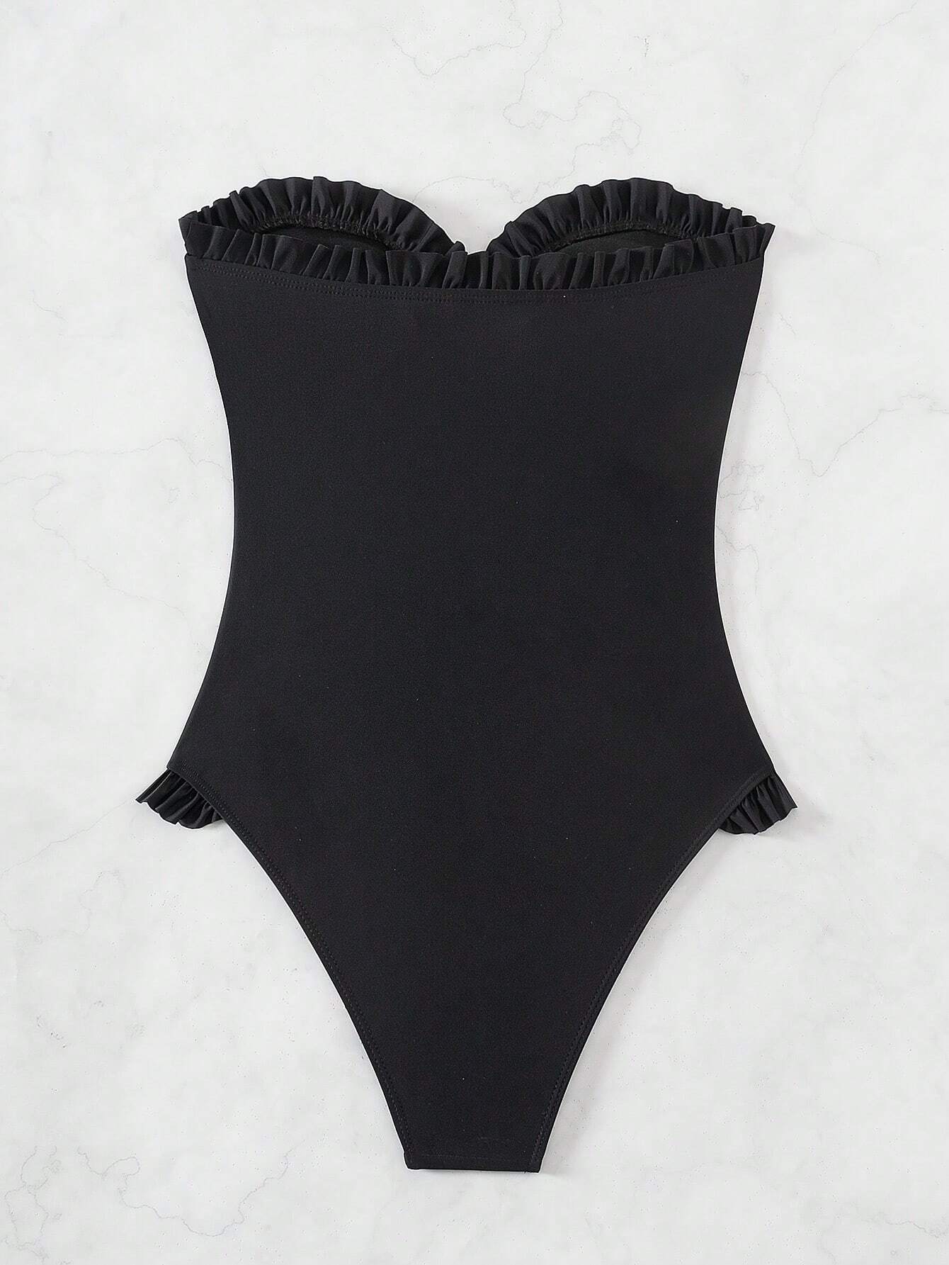 SHEIN Summer Beach Women's Ruffle Edged Front Knot One Piece Swimsuit - Image 2