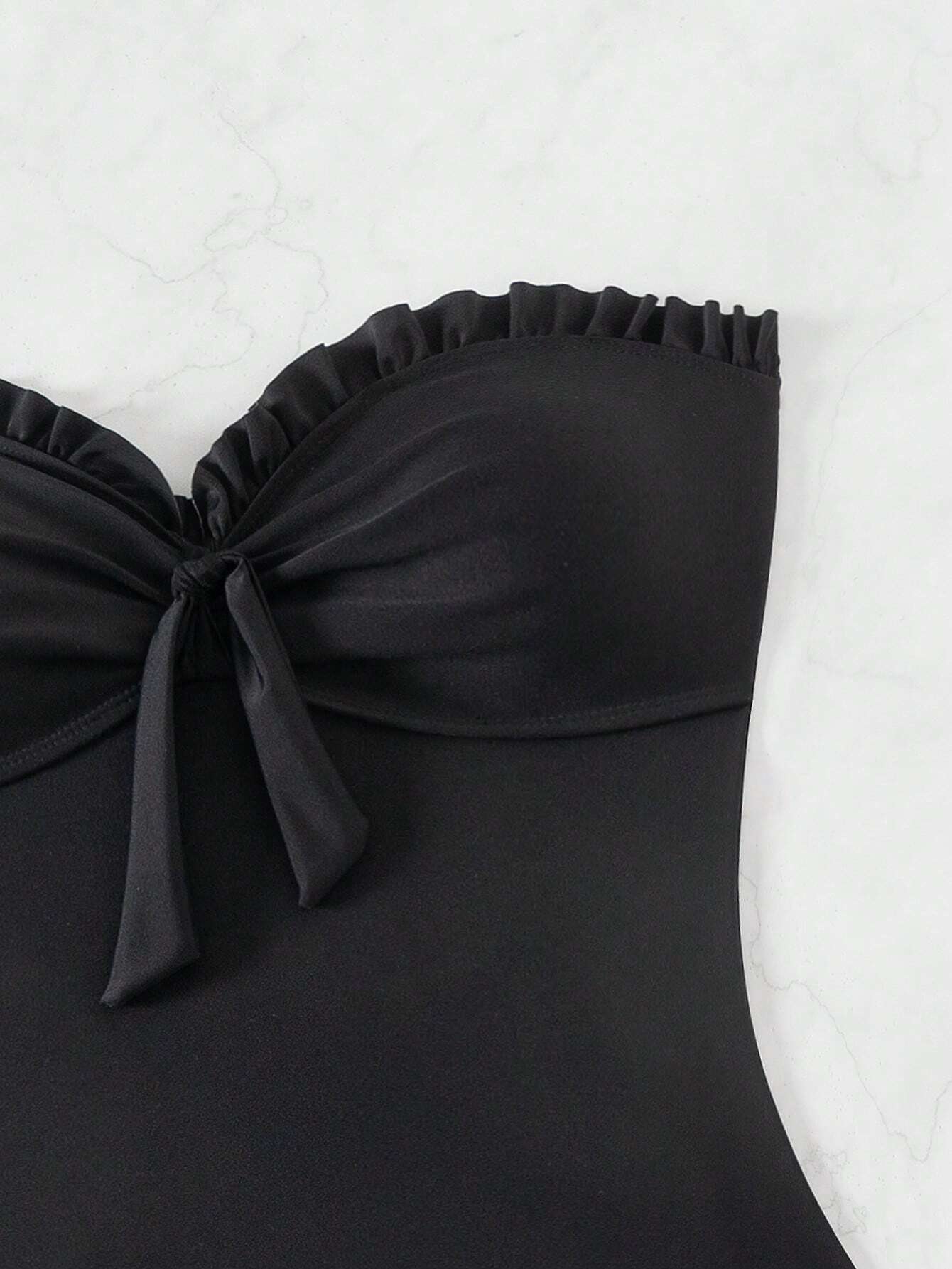 SHEIN Summer Beach Women's Ruffle Edged Front Knot One Piece Swimsuit - Image 3