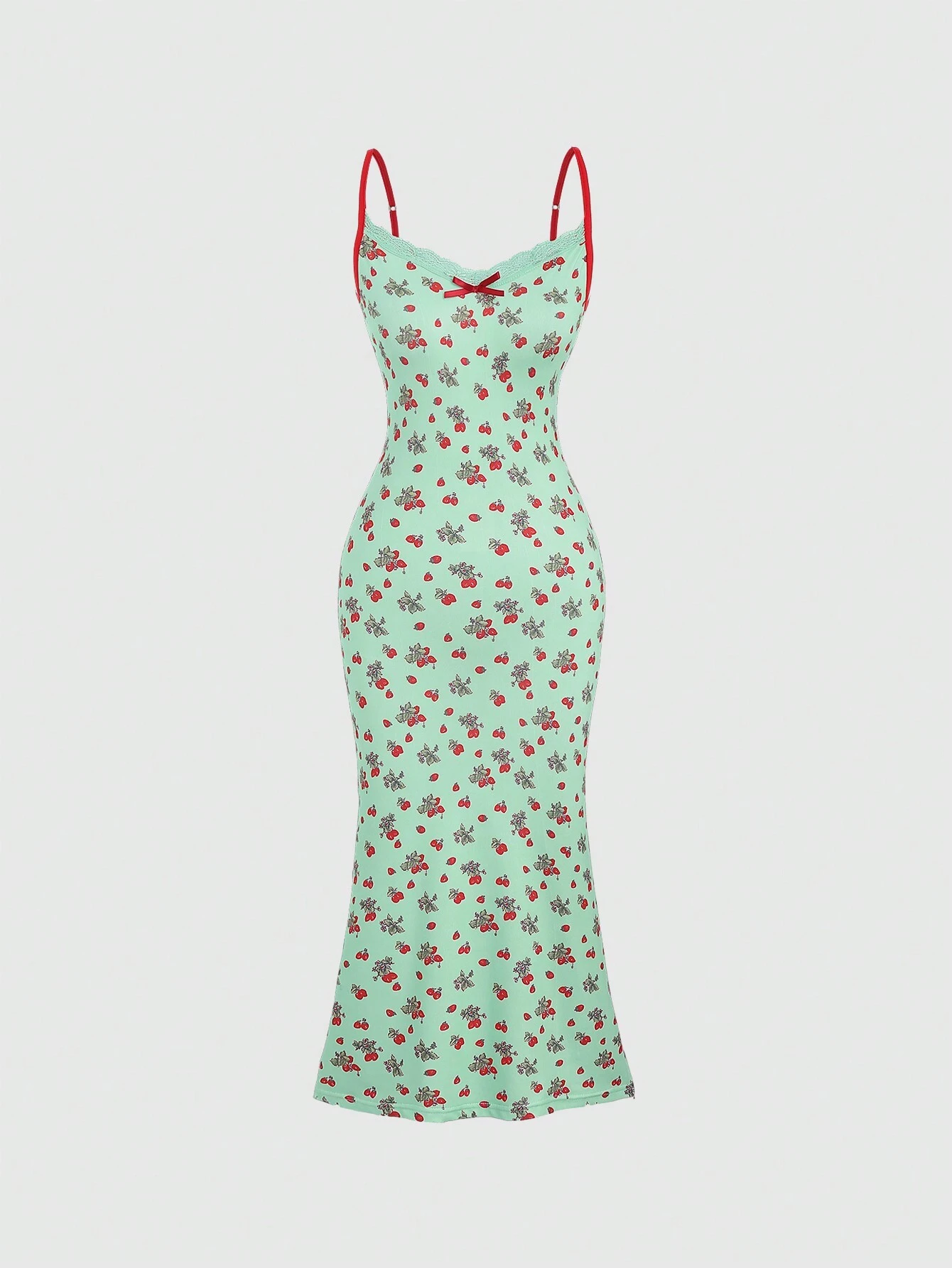 SHEIN MOD Floral Print Lace Splicing Strappy Sleeveless Dress For Summer