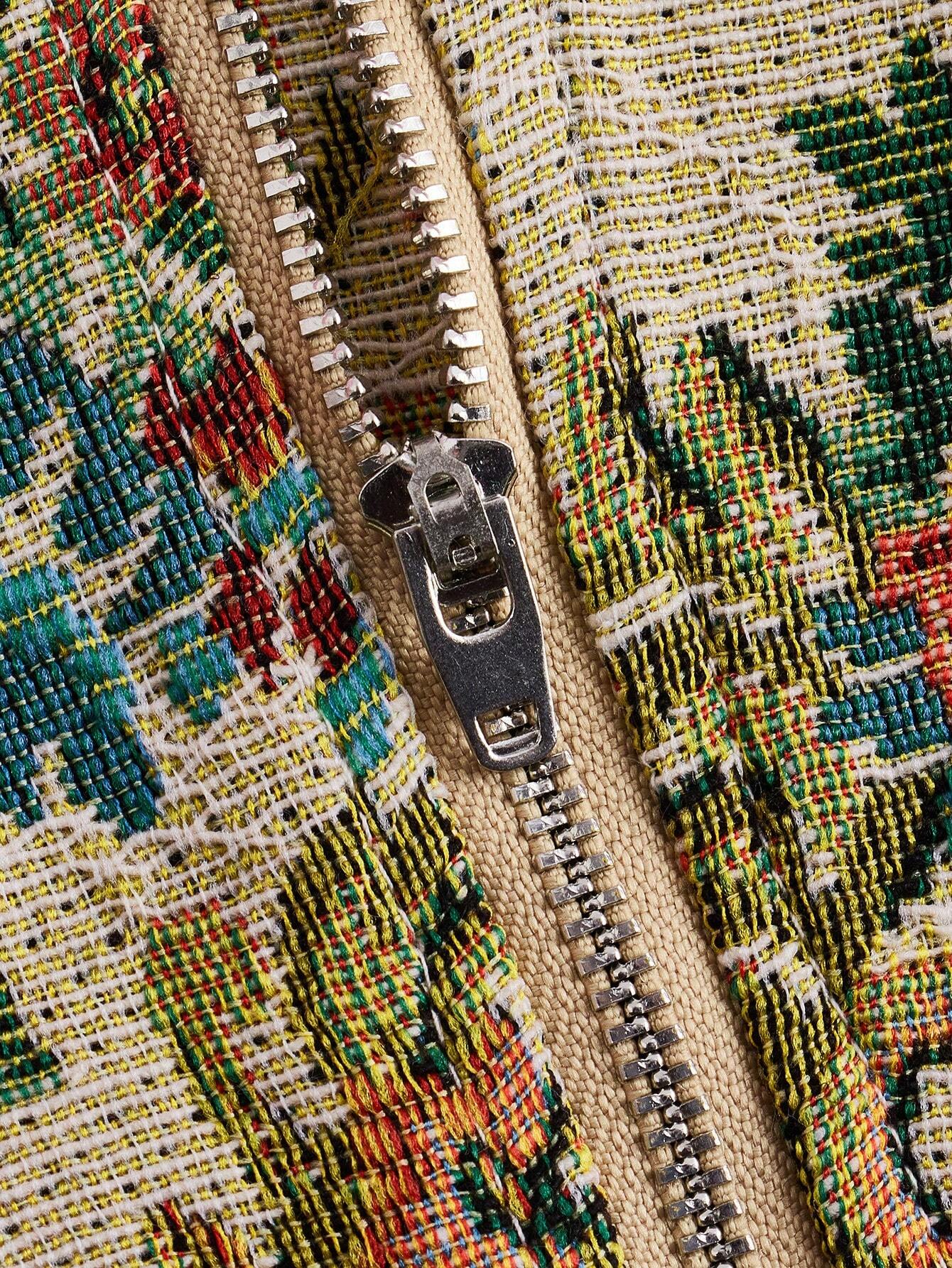 SHEIN MOD Women's Color-Block Puff Short Sleeve Floral Jacquard Cropped Blouse - Image 3