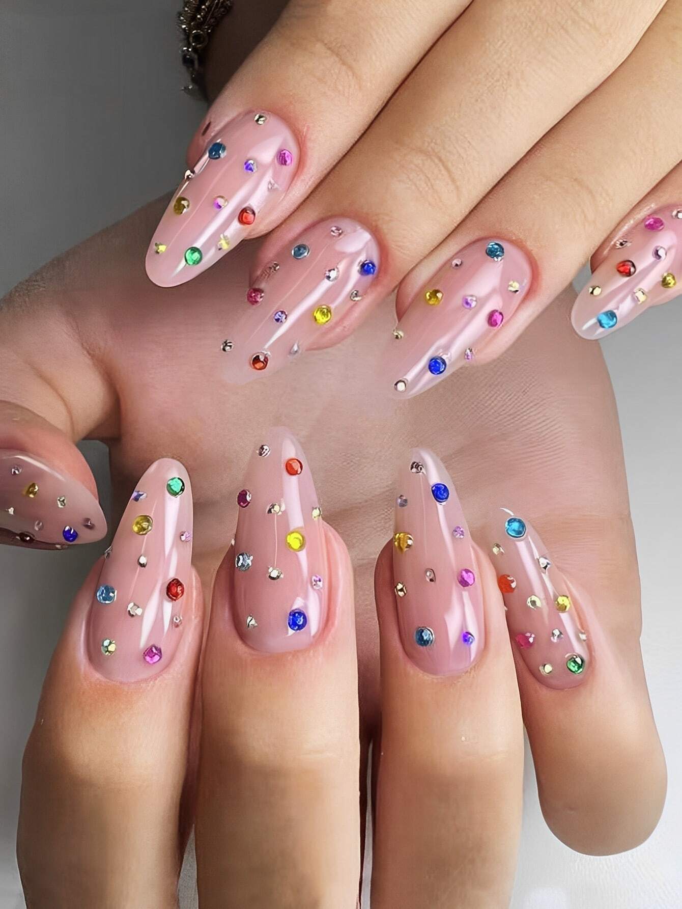 SHEIN 24pcs/Set Long Almond Shaped Press On Nails