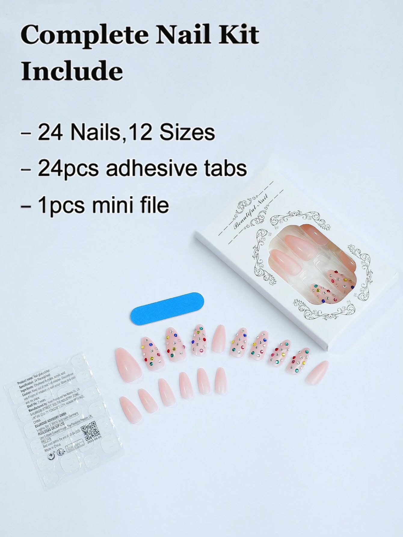 SHEIN 24pcs/Set Long Almond Shaped Press On Nails - Image 2