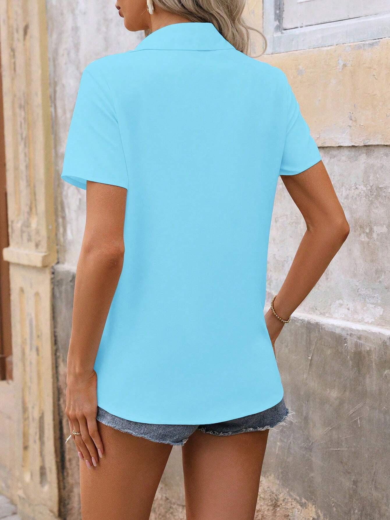 SHEIN LUNE Women's Summer Cartoon Character Printed Short Sleeve Casual Casual Shirt - Image 2