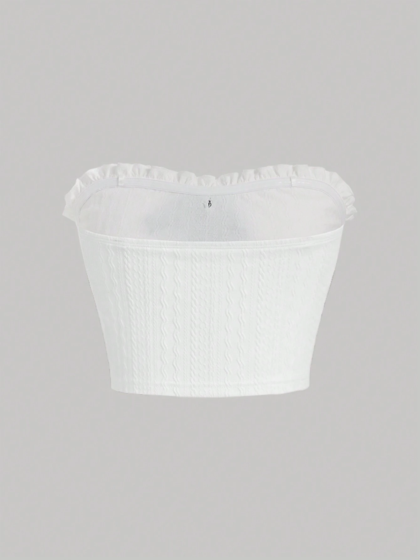 SHEIN MOD Bowknot Decorated Strapless Crop Top And Fashionable Pleated Skirt 2-Piece Set - Image 4