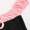 SHEIN MOD Women's Lace-Up Pleated Color Block Casual Top For Summer