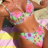 SHEIN VCAY Women's Vacation Floral Print Sexy Bikini Set With Cover-Up Skirt