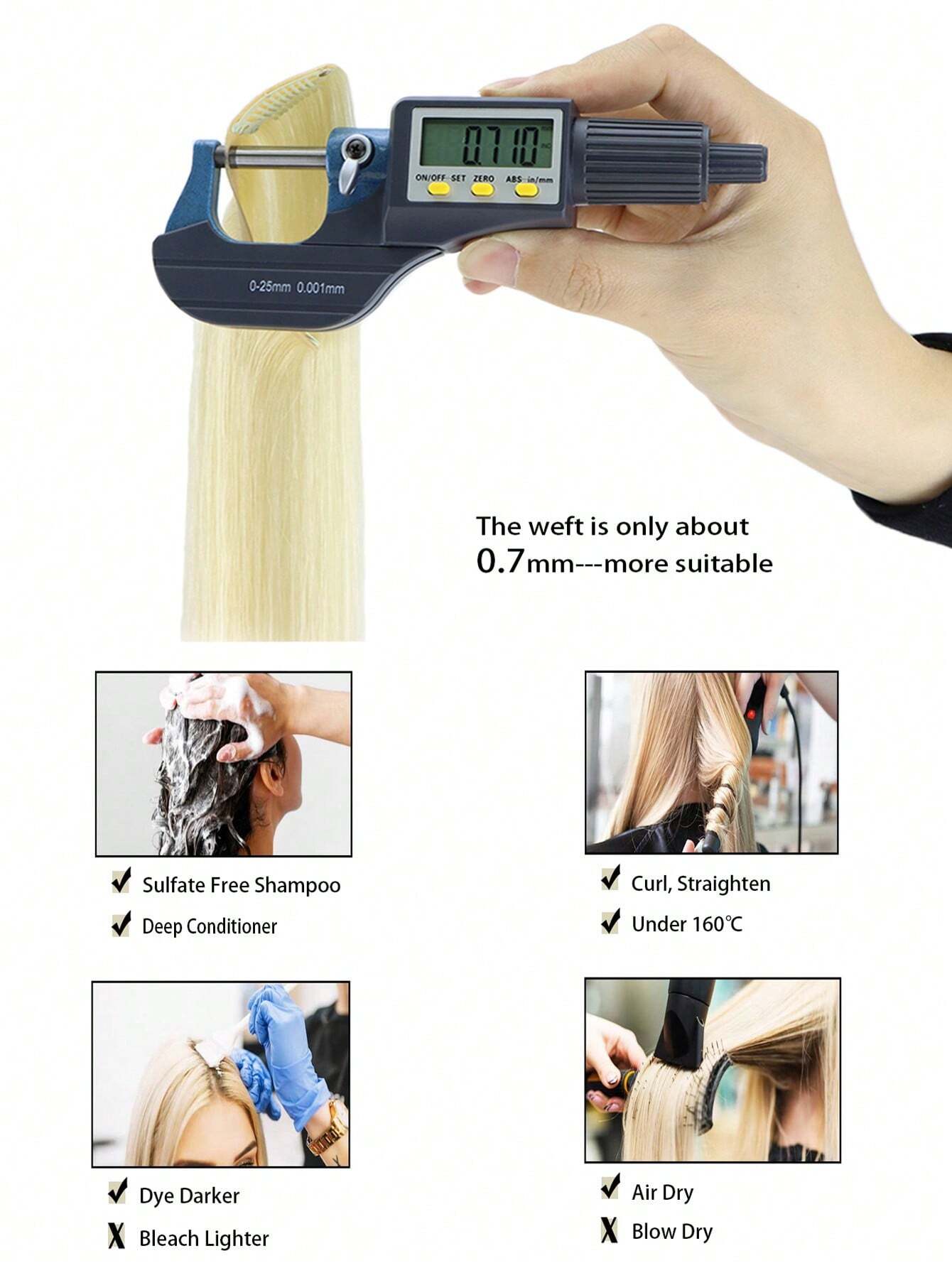 SHEIN Volumizer 1pc HQ Cuticle Aligne Remy Human Hair Seamless