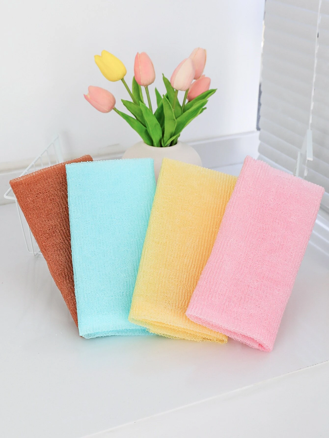 1pc Reusable Polyamide Exfoliating Bath Strip,Simple Solid Random Color Exfoliating Wash Cloth Back Washer