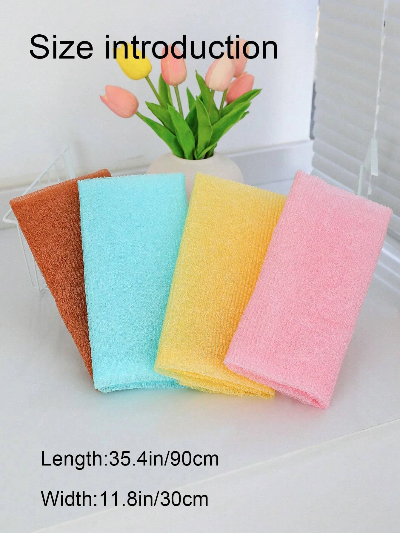 SHEIN 1pc Reusable Polyamide Exfoliating Bath Strip,Simple Solid Random Color Exfoliating Wash Cloth Back Washer - Image 3