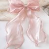 SHEIN 1pc Sweet Pink Princess Mesh Bow With Long Wavy Ribbon Spring Elegant