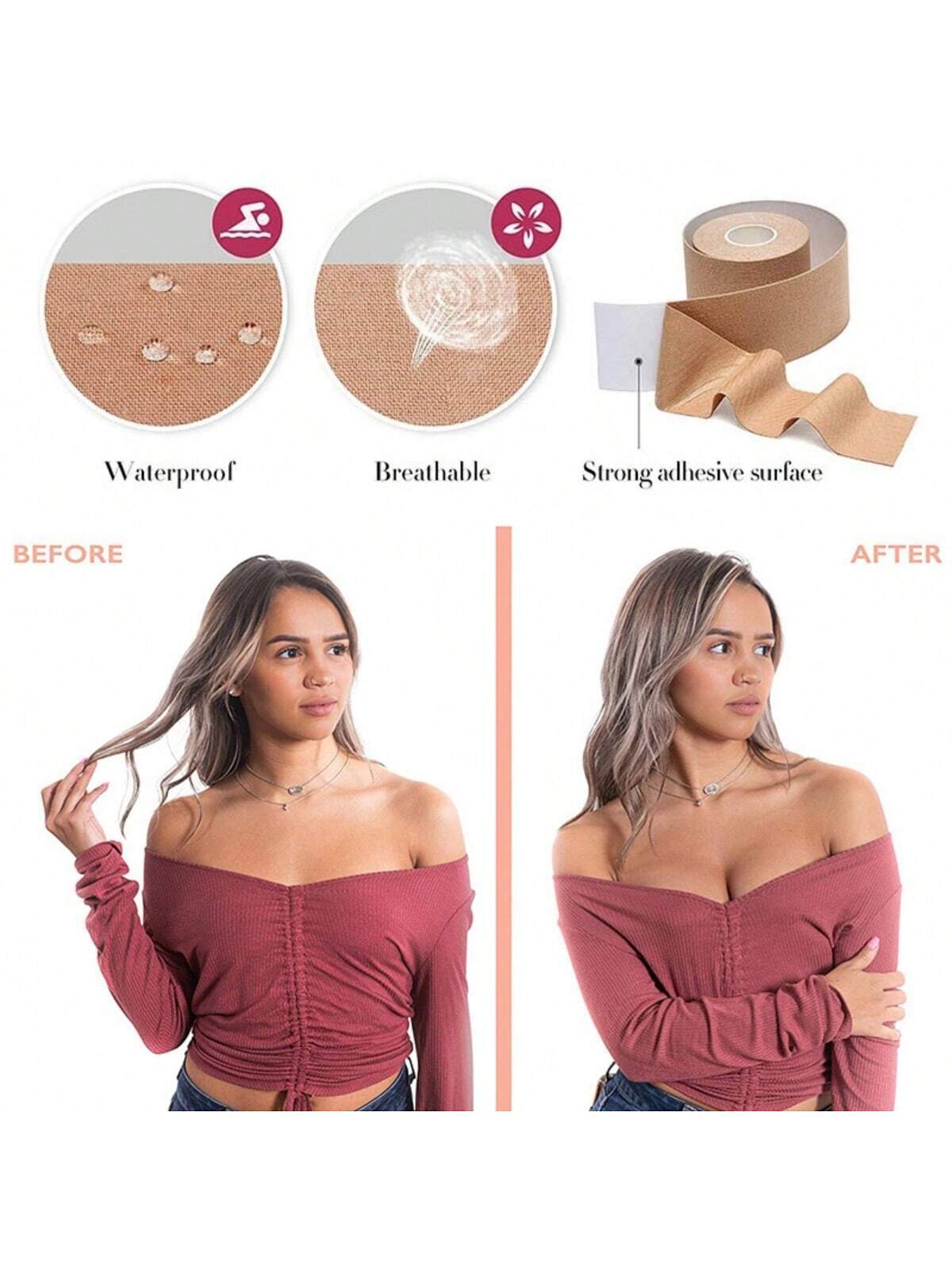 SHEIN 1pc Women Invisible Bra Adhesive Bra Tape, Push Up Strapless Sticky Bra - Image 2