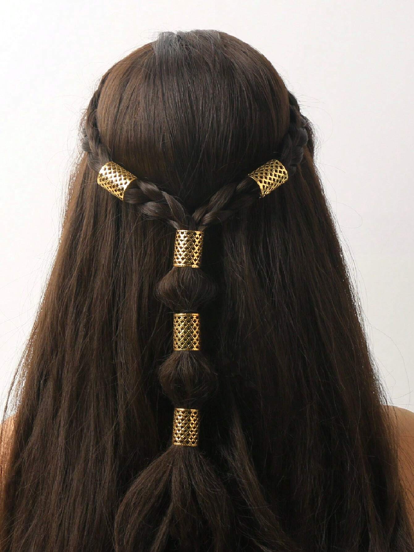 5pcs Golden Sun Shaped Hair Rings For Thick Braids Boho
