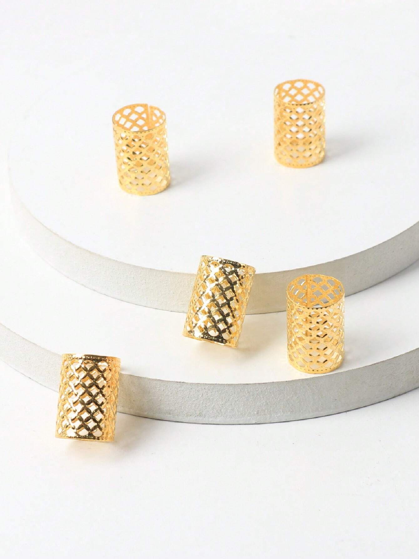 SHEIN 5pcs Golden Sun Shaped Hair Rings For Thick Braids Boho - Image 2