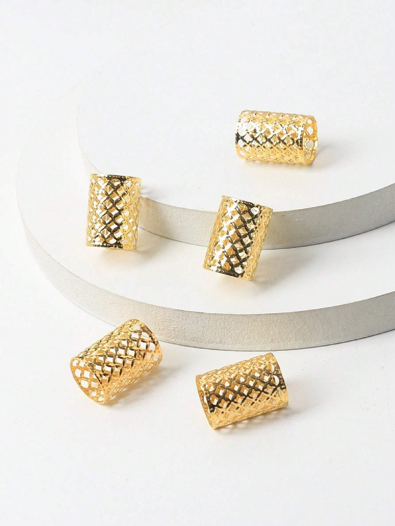 5pcs Golden Sun Shaped Hair Rings For Thick Braids Boho