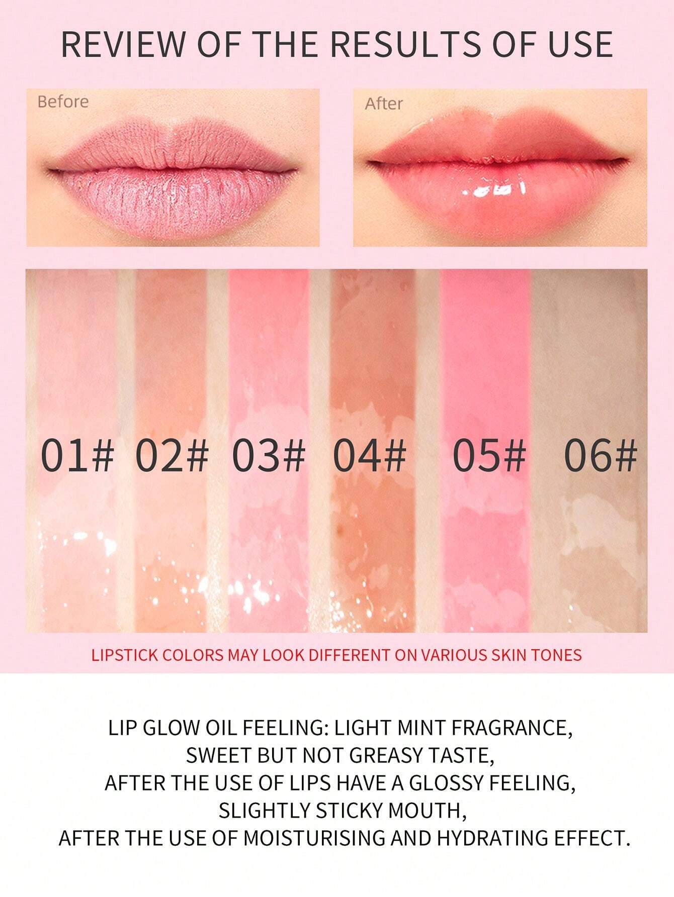 SHEIN Hydrating Lip Glow Oil, Moisturizing Lip Oil Gloss Transparent Toot Lip Oil Tinted Non - Image 4