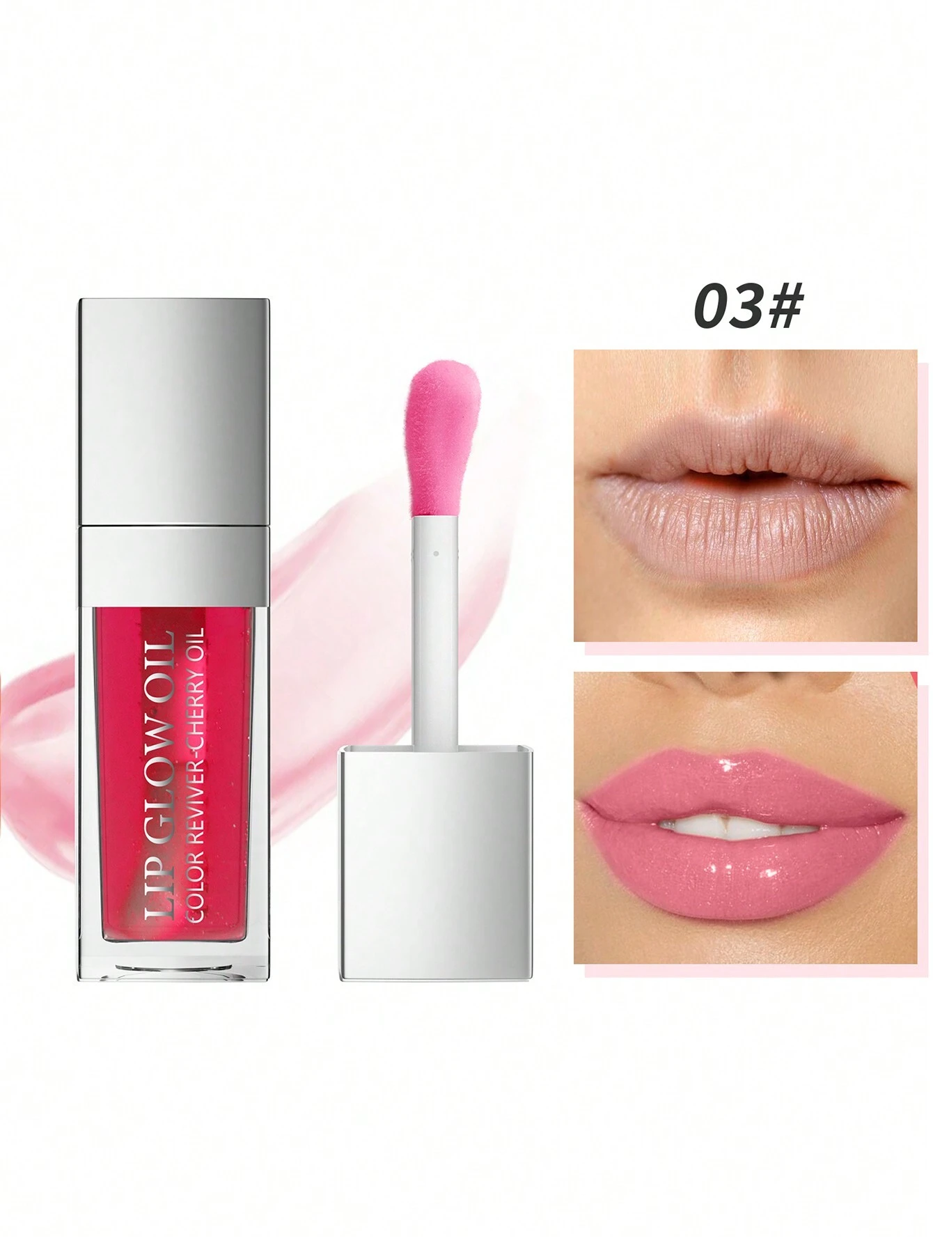 SHEIN Lip Oil, Hydrating Gloss Tinted Lip Balm Transparent Lip Care, Big Brush Head Glitter Shine - Image 2