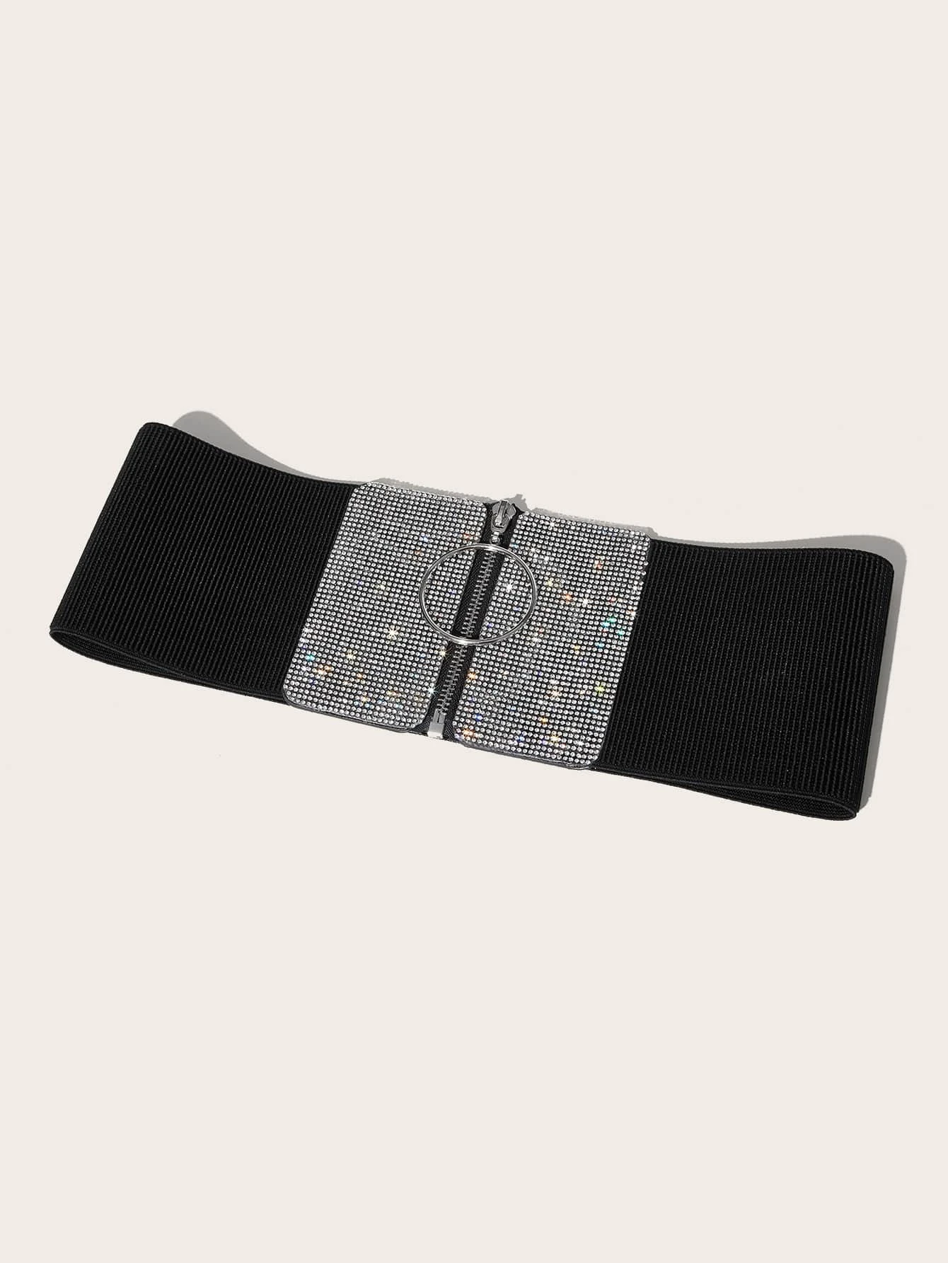 shein Rhinestone Decor Zipper Front Belt - Image 2