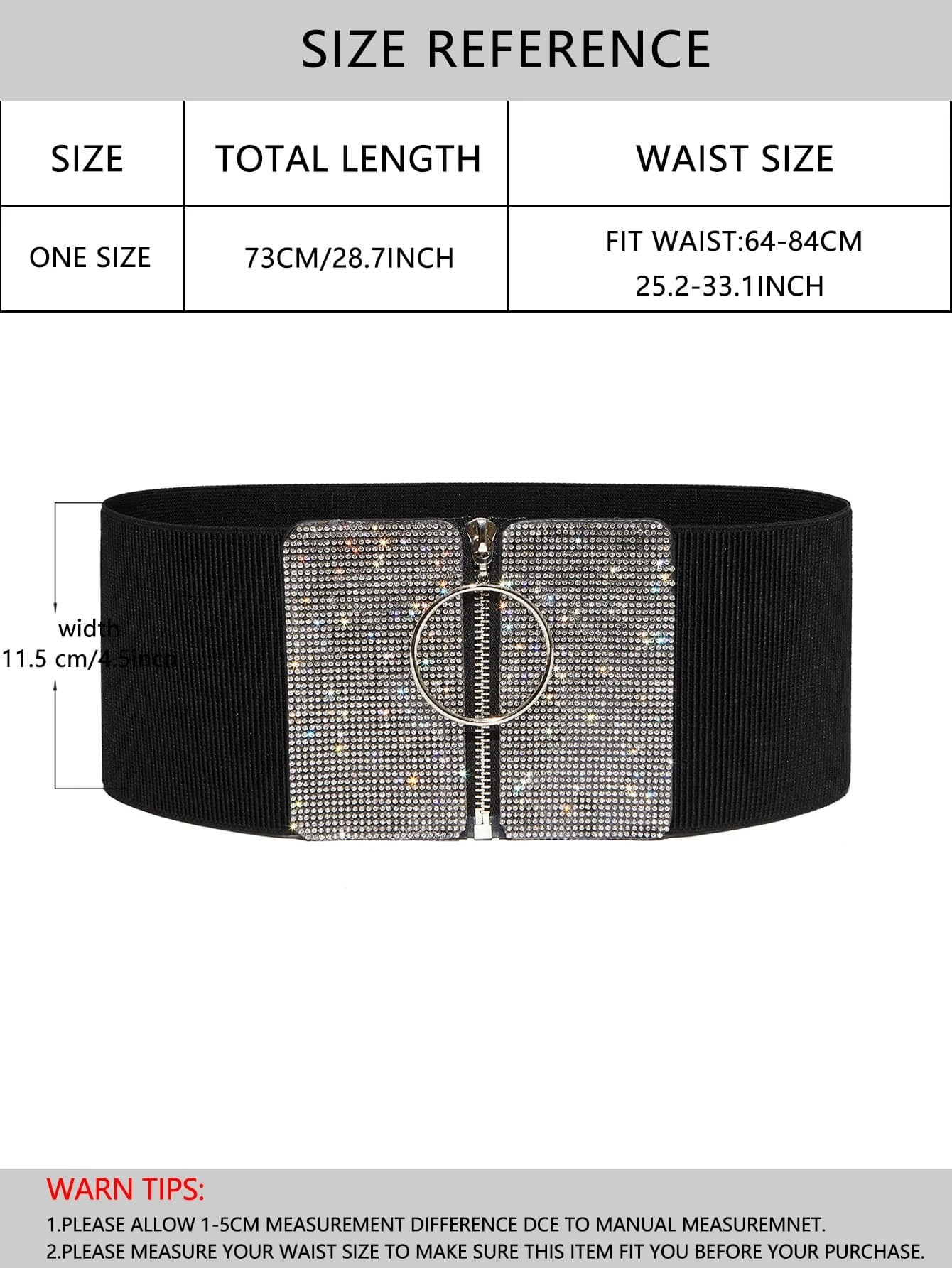 shein Rhinestone Decor Zipper Front Belt - Image 3
