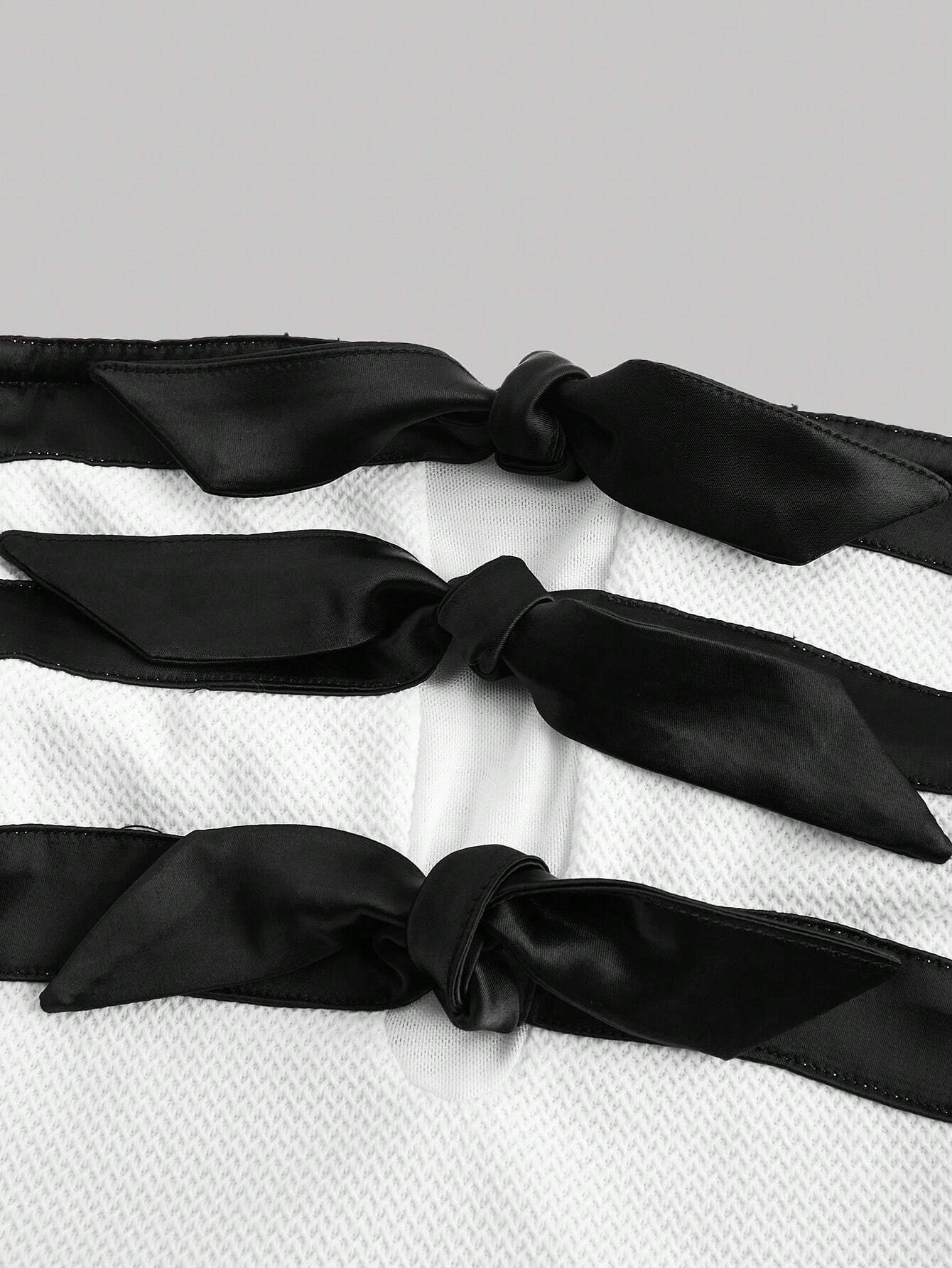 SHEIN MOD Color Block Strapless Mini Dress With Bowknot & Tulle Splicing Graduation Party - Image 3