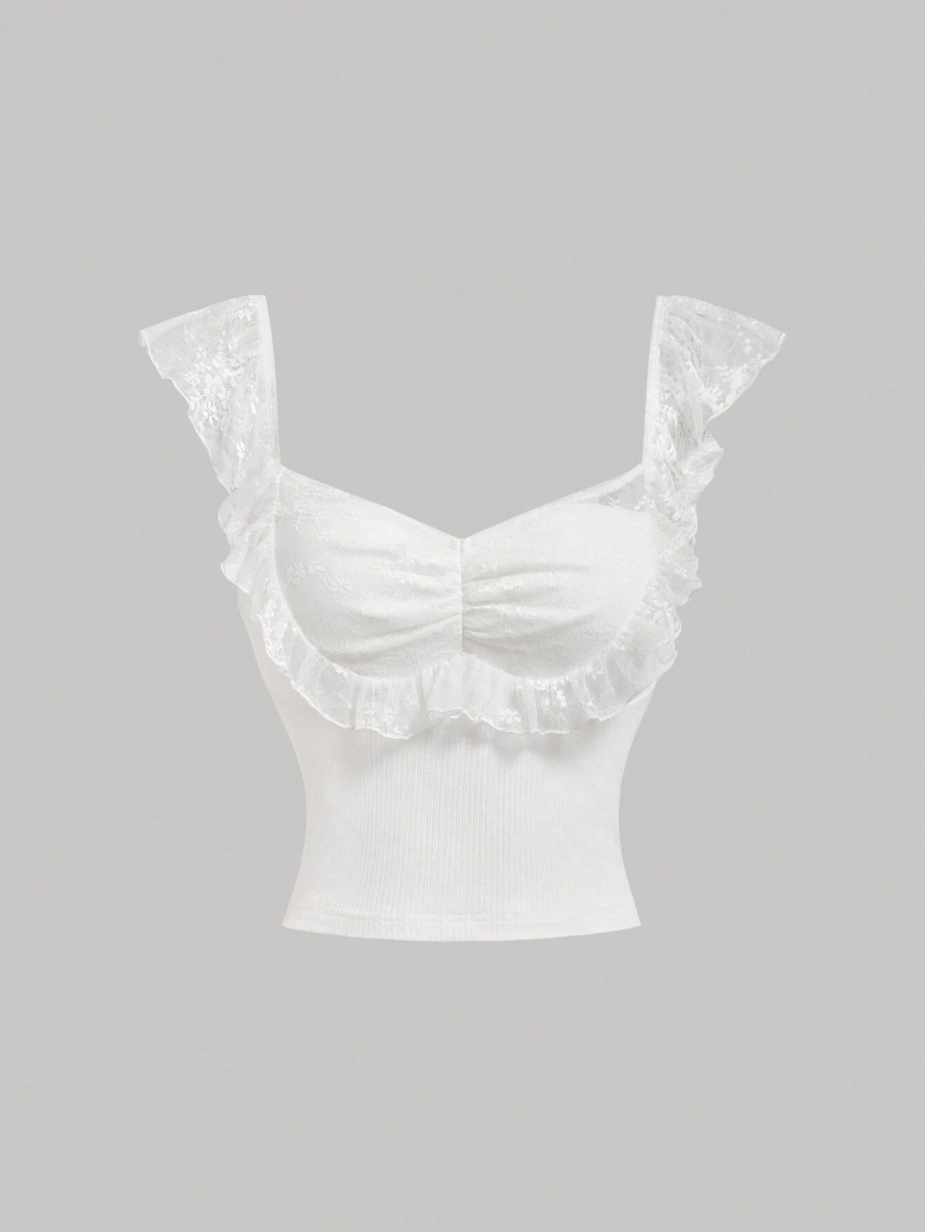SHEIN MOD White Lace Camisole With Floral Crochet For Summer Vacation