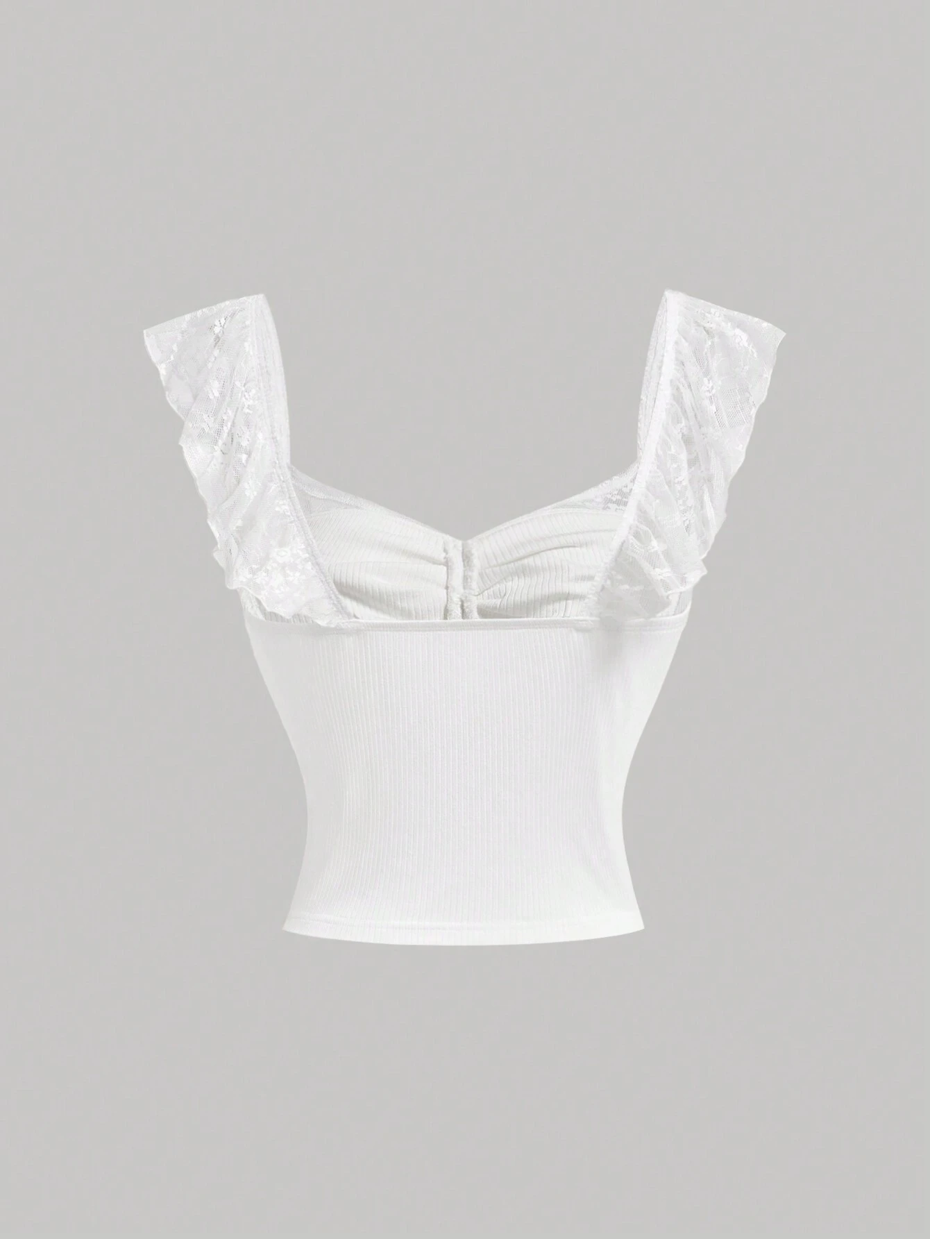 SHEIN MOD White Lace Camisole With Floral Crochet For Summer Vacation - Image 2