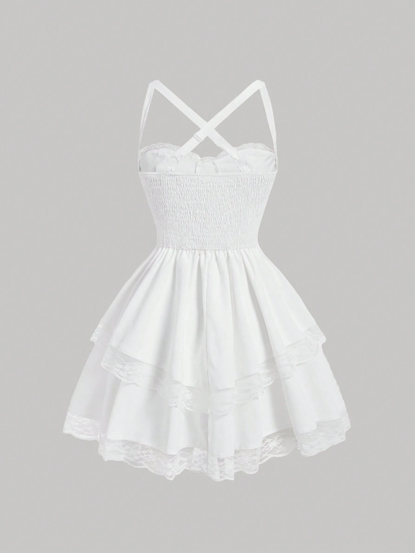 SHEIN MOD Women's Lace Trim Strappy Backless Bodycon Dress