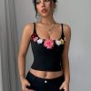 SHEIN Privé Women's Elegant 3D Floral Decor Camisole Vest For Summer