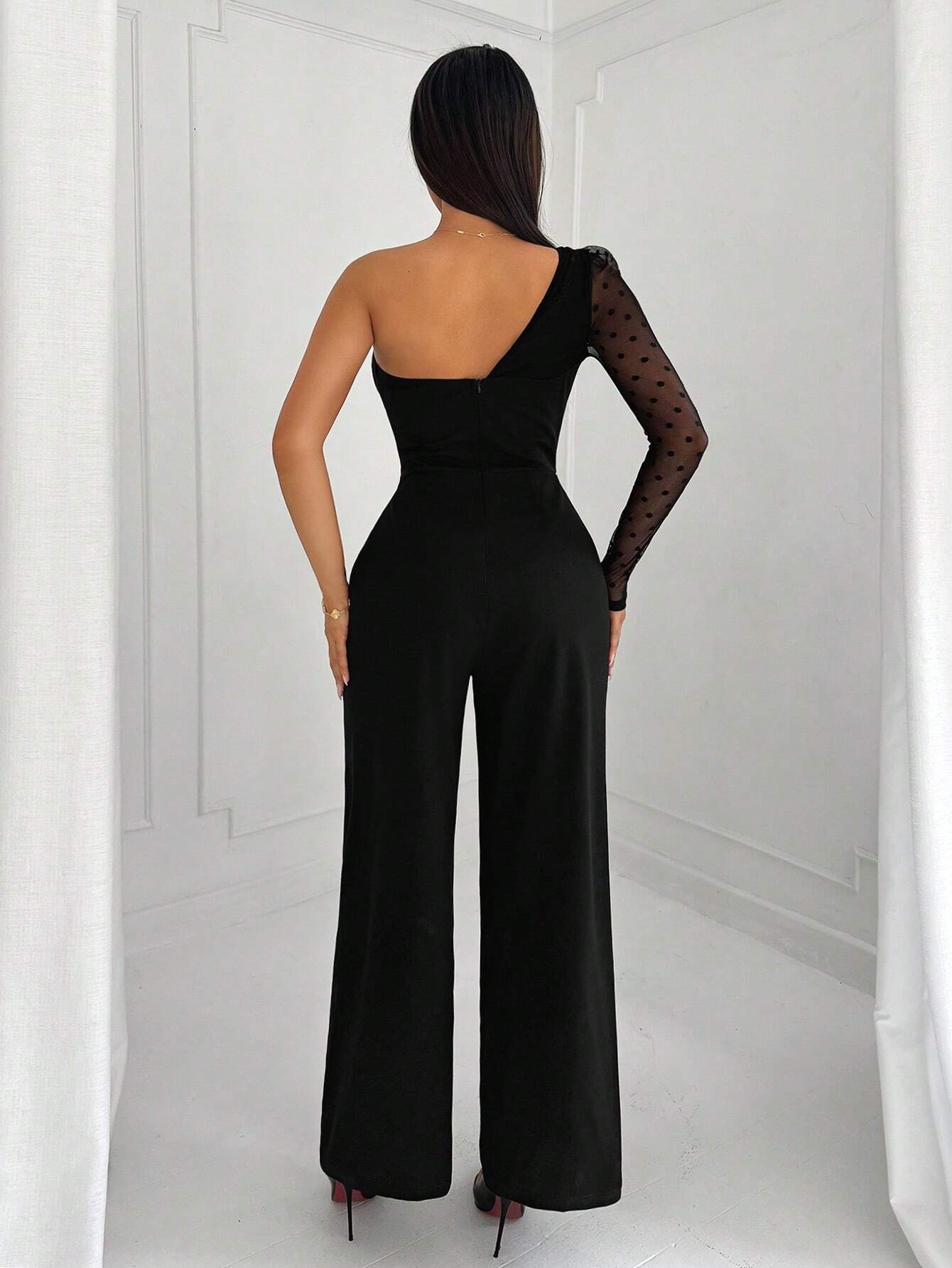 SHEIN SXY Elegant And Sexy Mesh Splice Women's Jumpsuit - Image 2