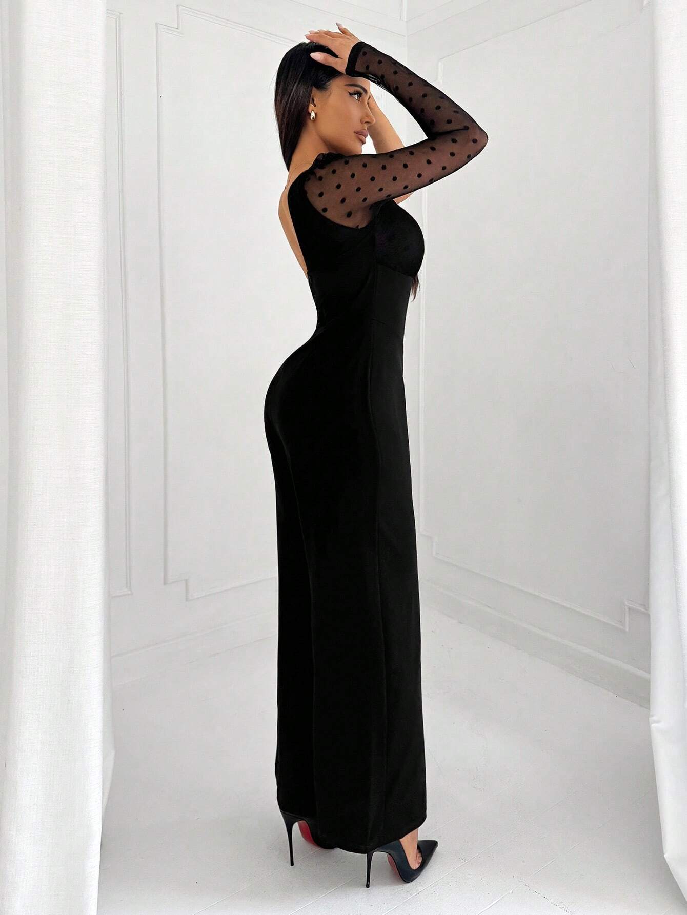 SHEIN SXY Elegant And Sexy Mesh Splice Women's Jumpsuit - Image 3