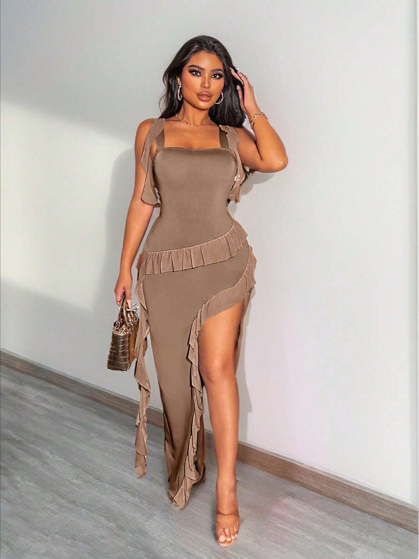 SHEIN SXY Women's Clothing Sumeer ICON Ruched Asymmetrical Hem Tube Vacation Style Side Tassel High - Image 3