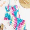 Swim Summer Beach Fish Scales Print Push Up Shorts Tankini