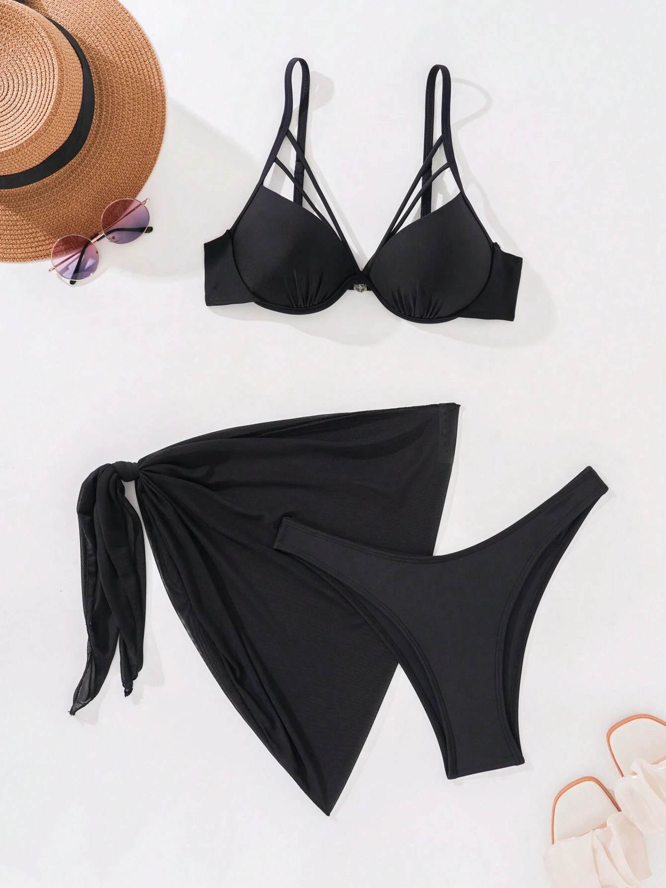 SHEIN VCAY Women's Summer Beach Plain Color Sexy Bikini - Image 4