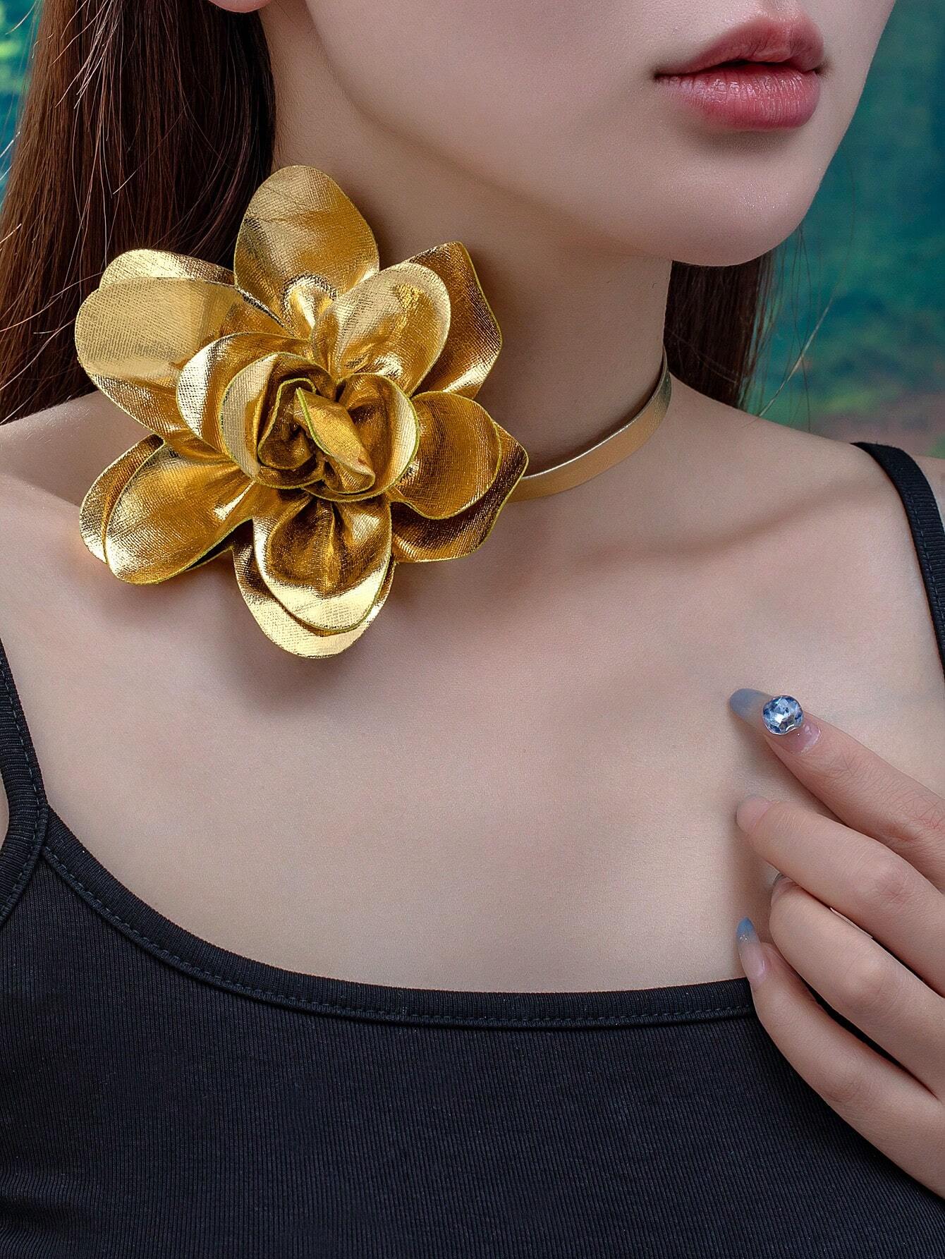 SHEIN 1pc New PU Leather 3D Flower Design Elegant