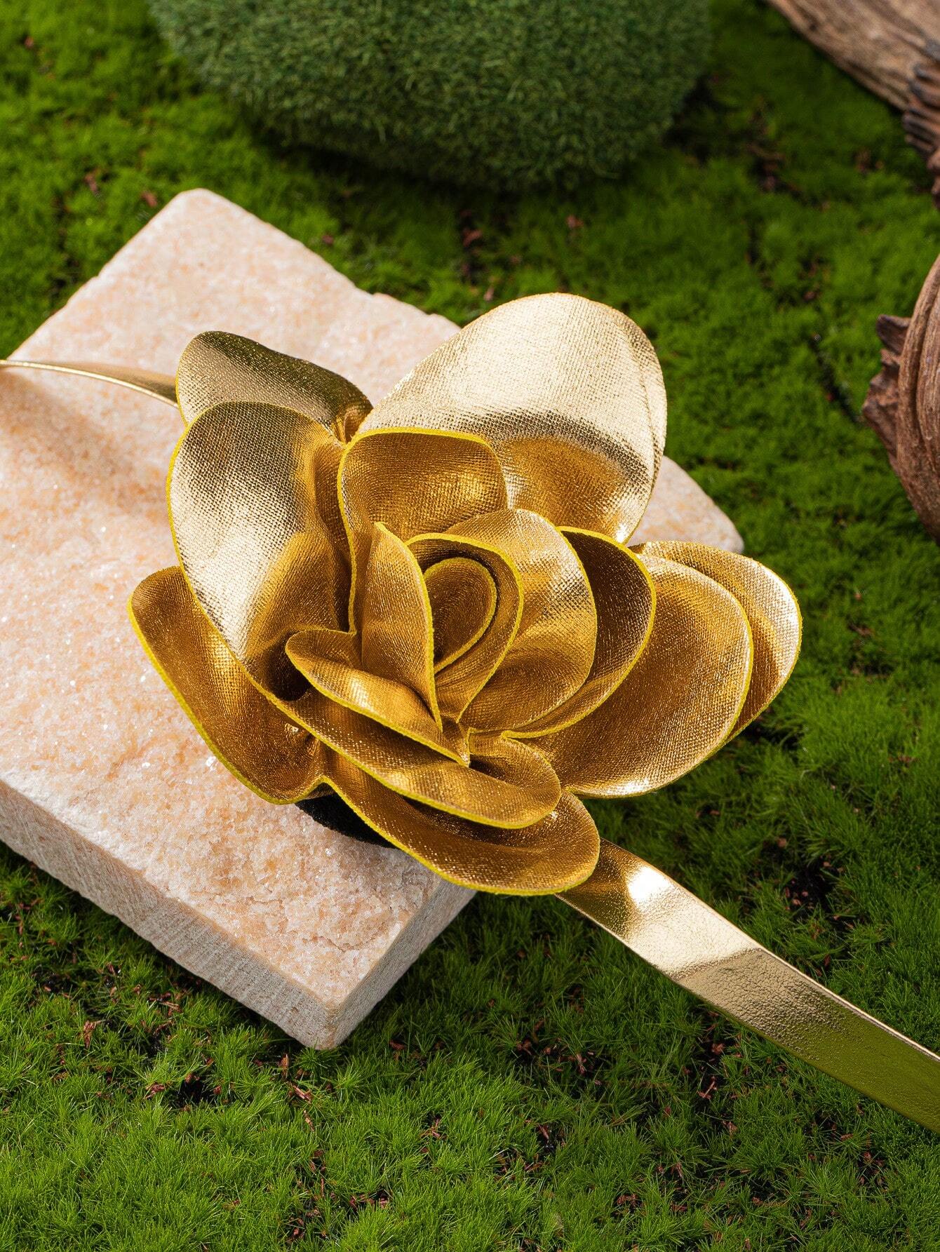 SHEIN 1pc New PU Leather 3D Flower Design Elegant - Image 2