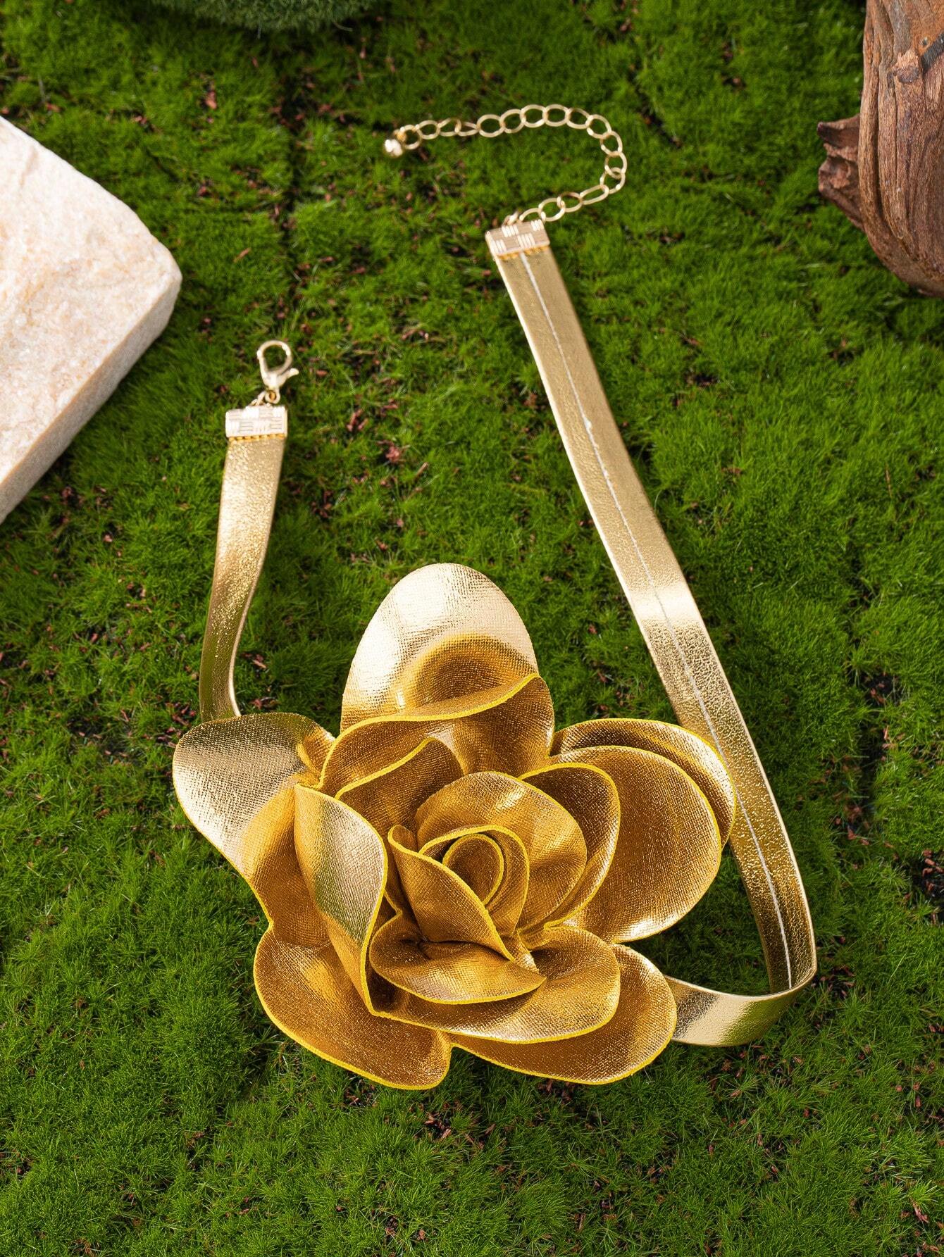 SHEIN 1pc New PU Leather 3D Flower Design Elegant - Image 4