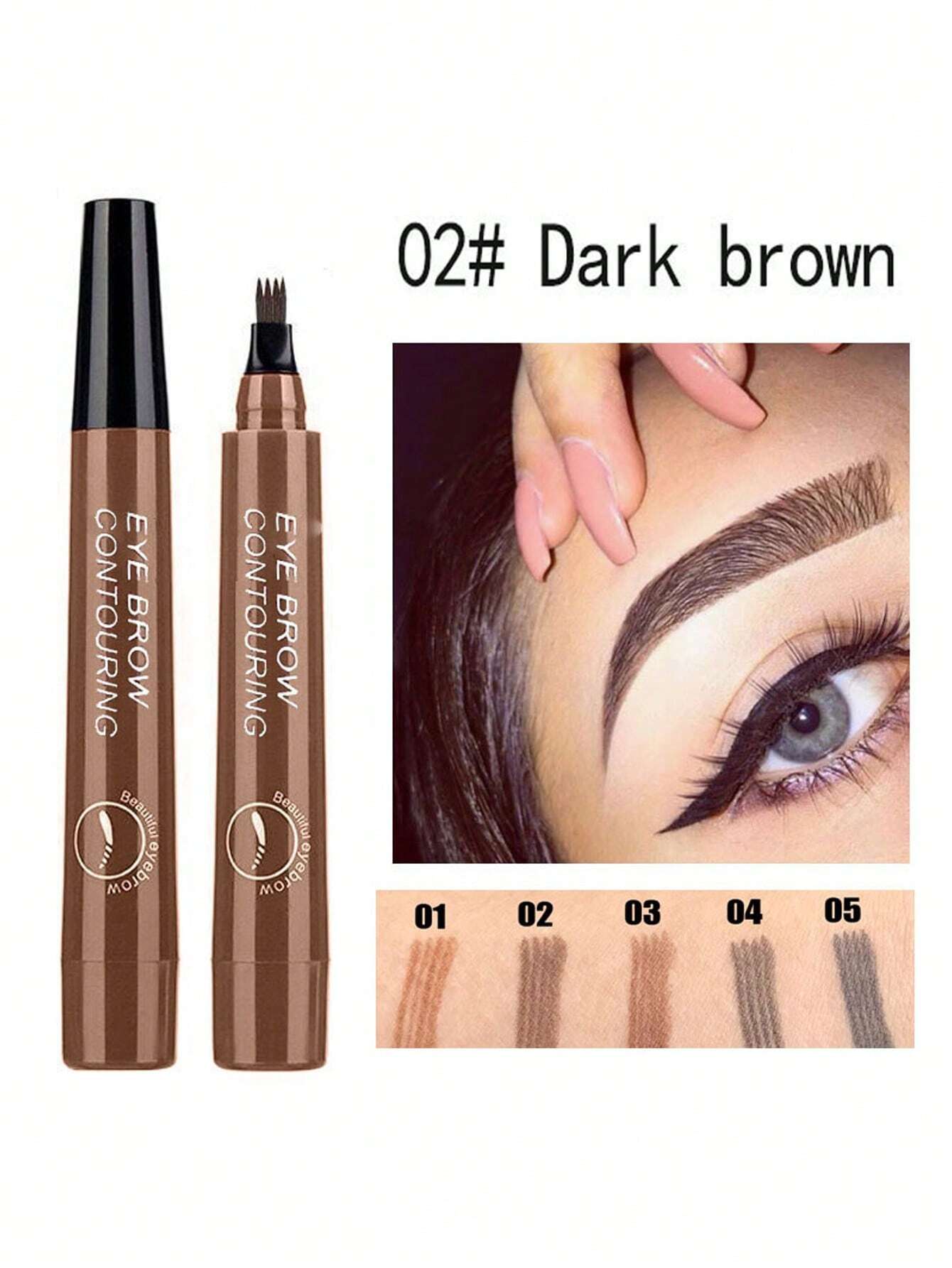 SHEIN Waterproof Liquid Eyebrow Pen, Long-lasting Smudge Proof Eye Brow Makeup Product - Image 2