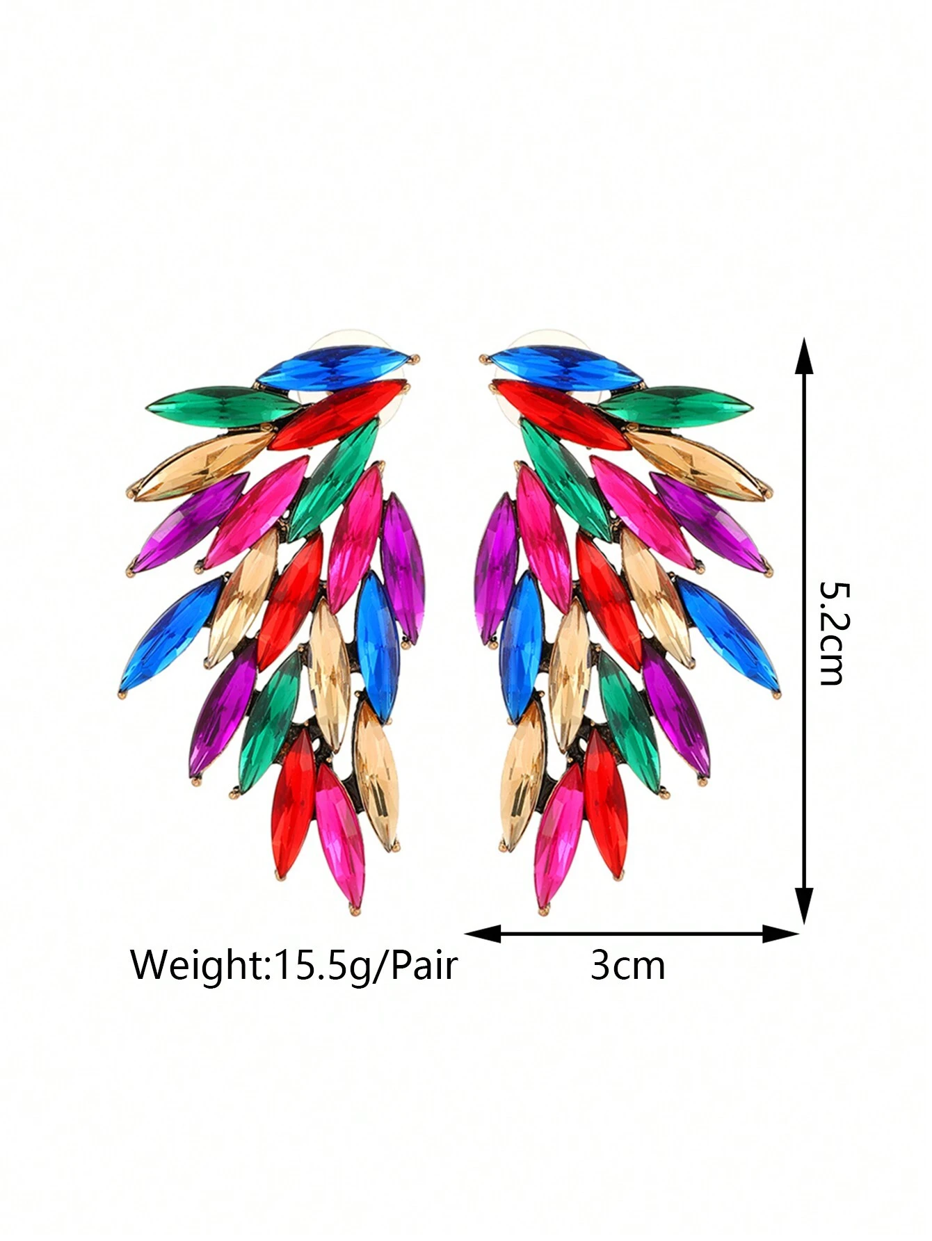 SHEIN 1pair Fashionable Charming Wing Shape Rhinestone Earrings For Daily Wear - Image 2