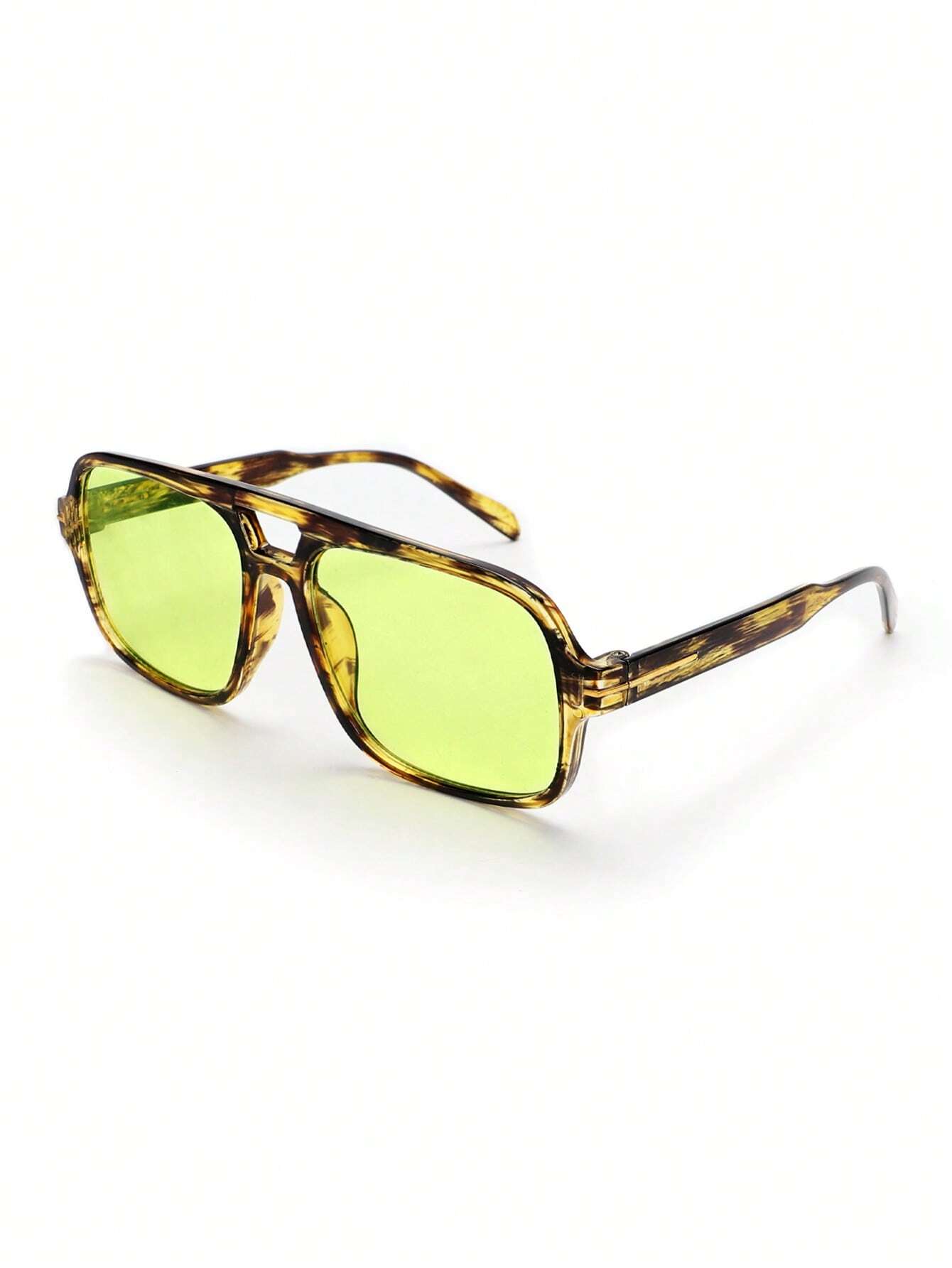 SHEIN 1pc Square Oversized Frame Wide Temple Personality Trendy Green Fashion Glasses - Image 2