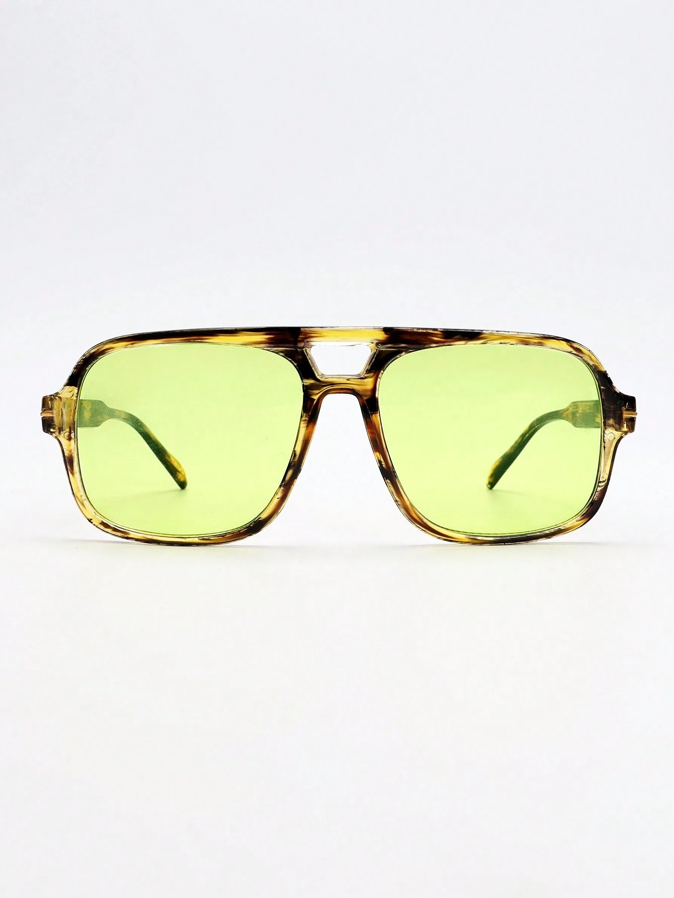 SHEIN 1pc Square Oversized Frame Wide Temple Personality Trendy Green Fashion Glasses - Image 3