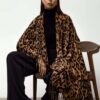 SHEIN 1pc Women's European And American Style Printed Faux Cashmere Scarf, Autumn And Winter, Warm, Color-Block Leopard Print