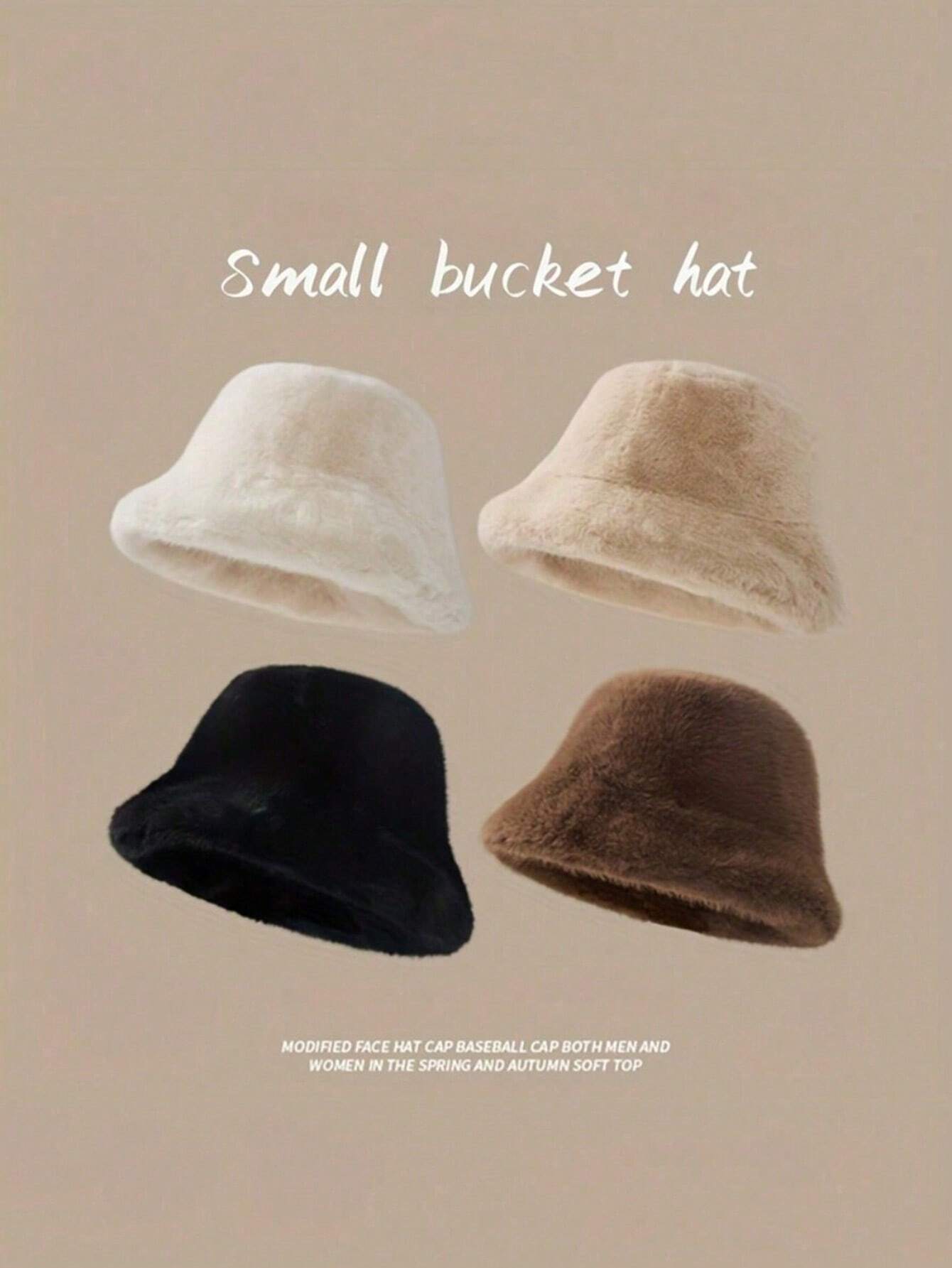 SHEIN 1pc Women's Fashion Faux Fur Bucket Hat - Thick Warm Windproof Winter Bucket Hat, Comfortable Lining - Image 2